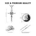 wholesale 925 Sterling Silver Crucifix Cross with St Benedict Medal Pendant Necklace Wholesale for Men Women Catholic  48cm Chain Length-0-4