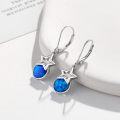 wholesale 925 Sterling Silver Blue Opal Star Drop Dangle Leverback Earrings for Women Girls Gift Boxed 3cm Long-0-1