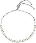 wholesale 925 Sterling Silver White Opal Adjustable Tennis Bracelet for Women - Delicate Charm  (9-8 inches)-0-0