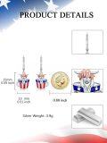 wholesale Metal Stone 4th of July Patriotic Dangle Earrings for Women-0-10