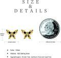 wholesale Gold 925 Sterling Silver Celtic Knot Butterfly Stud Earrings with Black Onyx Inlay for Women-0-4