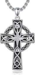 wholesale 925 Sterling Silver Compass Celtic Knot Cross Pendant Necklace  for Men & Women - Protection Amulet Religious Jewelry with 24+2mm Rolo Chain (Gift Included)-0-0