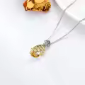 TOUPOP Sterling Silver Yellow Teardrop Crystal Pendant Necklace-0-3