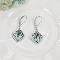 wholesale 925 Sterling Silver Green Abalone Shell Filigree Teardrop Dangle Earrings-0-2