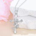 wholesale 925 Sterling Silver Zodiac Constellation Star Cross Pendant Necklace with Cubic Zirconia Stones and Chain 45cm Length-0-4