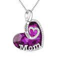 TOUPOP Sterling Silver Crystal I Love You Mom Heart Jewelry Gift-0-0