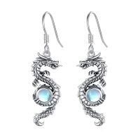 wholesale 925 Sterling Silver Moonstone Dragon Drop Earrings for Women and Men-Moonstone
