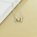 wholesale 925 Sterling Silver Gold & Sterling Silver Sunflower Initial Necklace with CZ, Personalized Faith & Radiance Pendant, Elegant Gift for Women-0-2