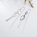 wholesale 925 Sterling Silver Threader Earrings for Women - Long Chain Dangle Hypoallergenic Tassel Earrings Fashion Jewelry-0-4