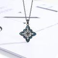 wholesale 925 Sterling Silver Blackened Pendant with Turquoise and Abalone Inlay - Witch's Knot Necklace for Women-0-5