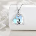 wholesale 925 Sterling Silver Cat Love Heart Pendant Necklaces for Women - Blue Stone -0-3