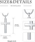wholesale 925 Sterling Silver &  Cross Pendant with Beaded Chain - Christmas/Birthday Gift for Him-0-1