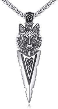 wholesale  Wolf Head Arrowhead Pendant Necklace-Arrowhead