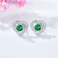 wholesale 925 Sterling Silver Birthstone Heart Stud Earrings Jewelry Gifts for Women-0-61