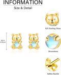 wholesale Gold 925 Sterling Silver Moonstone Teddy Bear Heart Stud Earrings for Women Hypoallergenic Gift-0-5
