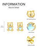 wholesale 925 Sterling Silver Cute Teddy Bear Heart Moonstone Gold Plated Stud Earrings-0-5