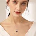 wholesale 925 Sterling Silver Purple Simulated Pearl Pendant Necklace with Cubic Zirconia Accents for Women-0-4
