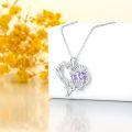 wholesale 925 Sterling Silver Purple Crystal Celtic Knot Thistle Flower Pendant Necklace-0-2