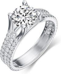 wholesale 14K Gold Moissanite 1 0ct Round Women s Wedding Ring-6 style1