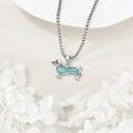 wholesale 925 Sterling Silver Turquoise Dachshund Dog Pendant Necklace  for Women and Girls-0-2
