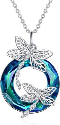 wholesale 925 Sterling Silver & Crystal Dragonfly Infinity Necklace for Women, Elegant Jewelry Gift for Wife Mom Sister Daughter, Hypoallergenic Cubic Zirconia Pendant-Dragonfly Necklace-01