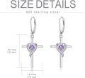 wholesale TOUPOP Birthstone Cross Earrings 925 Sterling Silver Heart Cross Drop Dangle Earrings Fine Jewelry Birthday Christmas Gifts For Women Her -0-4