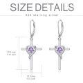 TOUPOP Sterling Silver Birthstone Heart Cross Drop Dangle Earrings-0-4