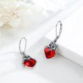 wholesale 925 Sterling Silver Red Heart Crystal Skull Drop Earrings Gothic s for Women-0-1