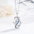 wholesale 925 Sterling Silver Blue Crystal Dolphin Pendant Necklace for Women Ocean Animal -0-1