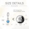 wholesale 925 Sterling Silver Heart-Shaped Turquoise and Cubic Zirconia Drop Earrings for Women-0-4