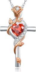 wholesale Sterling Silver Rose Cross Pendant Necklace for Women-0-42