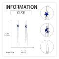 wholesale 925 Sterling Silver Blue Enamel Moon & Star Drop Threader Earrings w/ Tassels for Women and Teen Girls-0-2