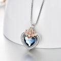 wholesale 925 Sterling Silver Blue Austrian Crystal Lotus Heart Pendant Cremation Jewelry Urn Necklace for Ashes Keepsake Memorial Gifts 48 Chain-0-3