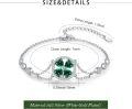 wholesale 925 Sterling Silver Green Crystal Four-Leaf Clover Charm Bracelet for Women Irish Lucky s-0-4