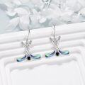 wholesale 925 Sterling Silver Sports Lovers Gift - Crossed Hockey Sticks & Puck Drop Earrings for Women-0-1