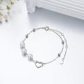 wholesale 14K Gold Cultured Pearl Heart Charm Bracelet for Women - White Pearls and  Chain Set-0-2