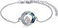 wholesale 925 Sterling Silver Blue Crystal Mother and Child Charm Bracelet for Women-0-0
