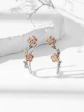 wholesale 925 Sterling Silver Rose Flower Zircon Two Tone Platinum Rose Gold Clip Earrings-0-1