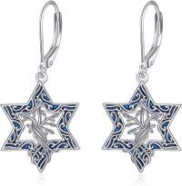 wholesale 925 Sterling Silver Blue Enamel Star of David Dangle Earrings for Women Mothers Day GiftÓÌÌ«½ÌÊÎÆ·Ä¸Ç×½ÚÀñÎï-Tree of Life