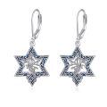wholesale 925 Sterling Silver Blue Enamel Star of David Dangle Earrings for Women Mothers Day GiftÓÌÌ«½ÌÊÎÆ·Ä¸Ç×½ÚÀñÎï-0-0