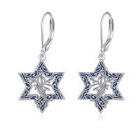wholesale 925 Sterling Silver Blue Enamel Star of David Dangle Earrings for Women Mothers Day GiftÓÌÌ«½ÌÊÎÆ·Ä¸Ç×½ÚÀñÎï-Tree of Life