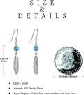wholesale 925 Sterling Silver Turquoise & Moonstone Feather Drop Earrings-0-3