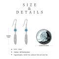 wholesale 925 Sterling Silver Turquoise & Moonstone Feather Drop Earrings-0-3