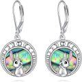 wholesale 925 Sterling Silver Rabbit Dangle Earrings with Abalone Shell and Leverback Hooks-0-0