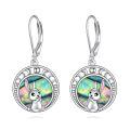 wholesale 925 Sterling Silver Rabbit Dangle Earrings with Abalone Shell and Leverback Hooks-0-0