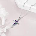 wholesale 925 Sterling Silver Purple Tulips Cross Necklace Crystal Mother's Day Gifts-0-4