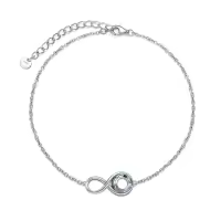 TOUPOP Sterling Silver Purple Crystal Infinity Bracelet For Women-undefined