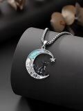 wholesale 925 Sterling Silver Turquoise Cat on the Moon Star Pendant Necklace-0-5