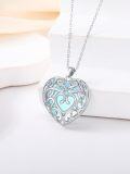 wholesale 925 Sterling Silver Blue Moonstone Heart Filigree Pendant Necklace-0-3