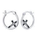 wholesale 925 Sterling Silver Cross Hoop Earrings-0-0